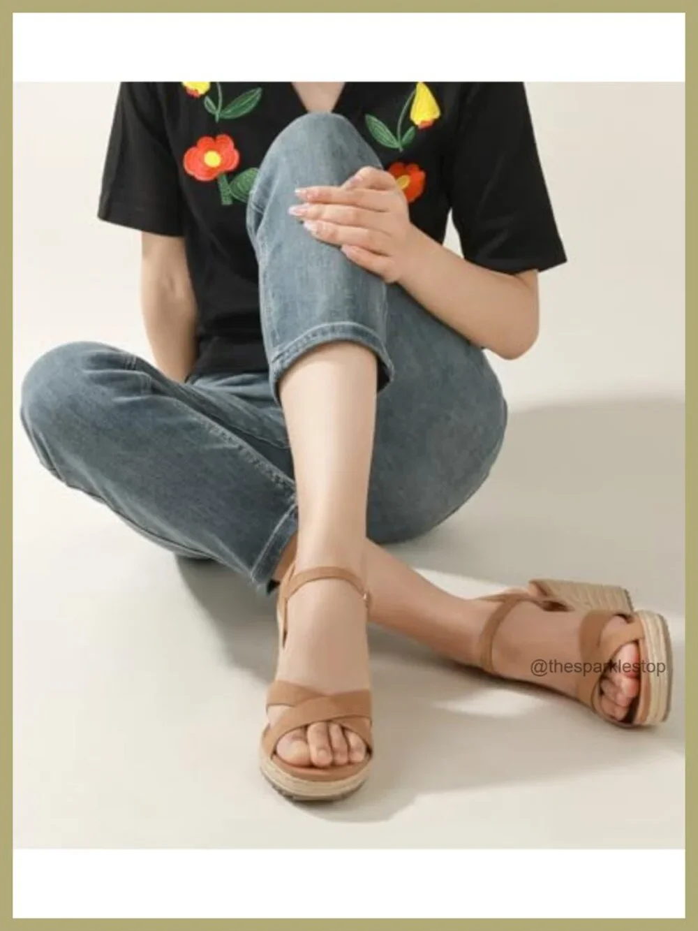 Womens Espadrille Wedge Sandals Open Toe Ankle Strap High Heel PU Wedges